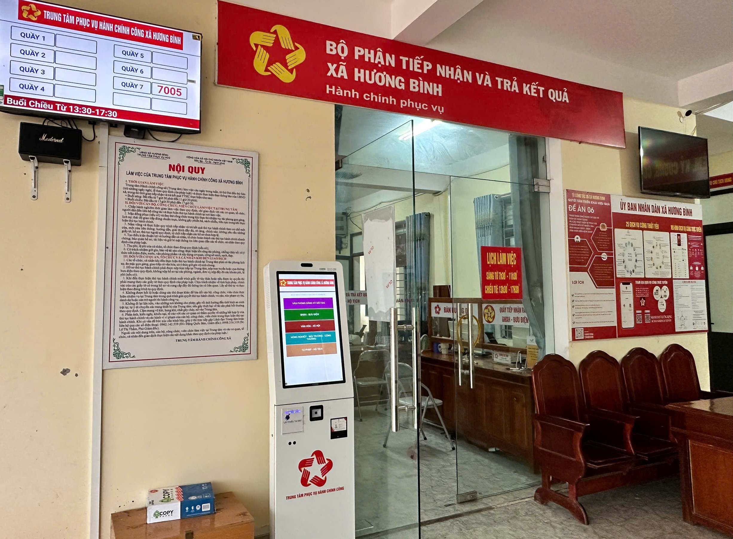 Trung tâm Phục vụ hành chính công xã Hương Bình thông báo 