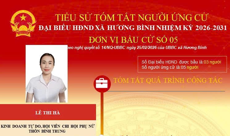 Tóm tắt tiểu sử ứng cử viên Lê Thị Hà 