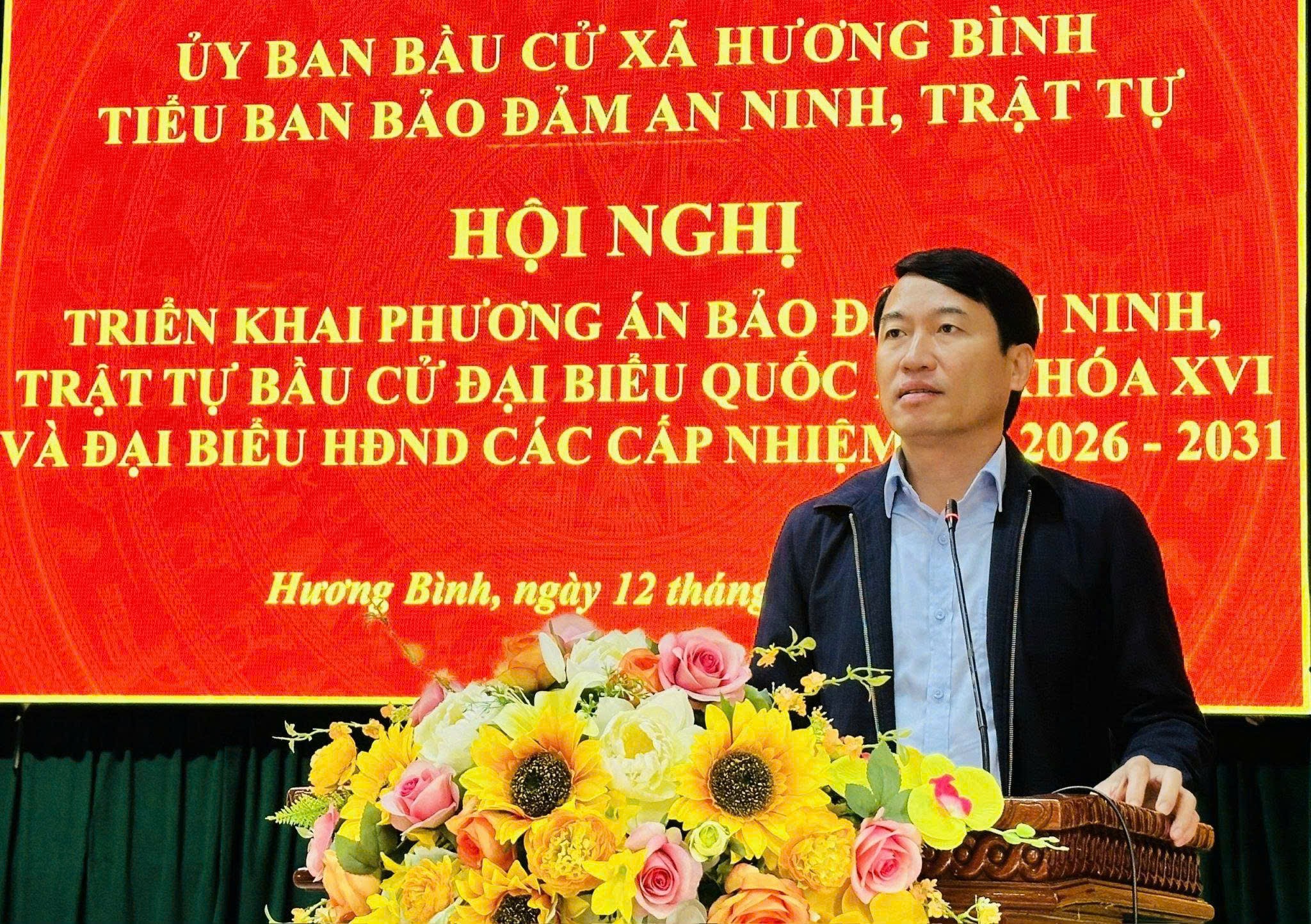 Hương Bình triển khai phương án bảo đảm an ninh, trật tự phục vụ cuộc bầu cử đại biểu Quốc hội khóa XVI và đại biểu HĐND các cấp nhiệm kỳ 2026 – 2031