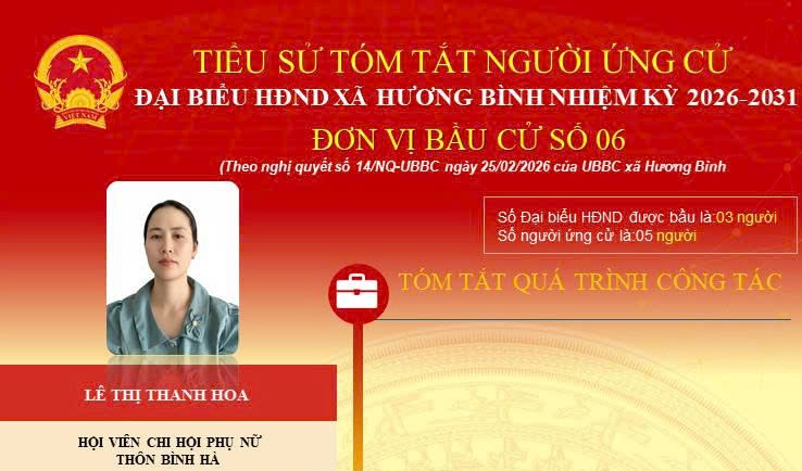 Tóm tắt tiểu sử của ứng cử viên Lê Thị Thanh Hoa