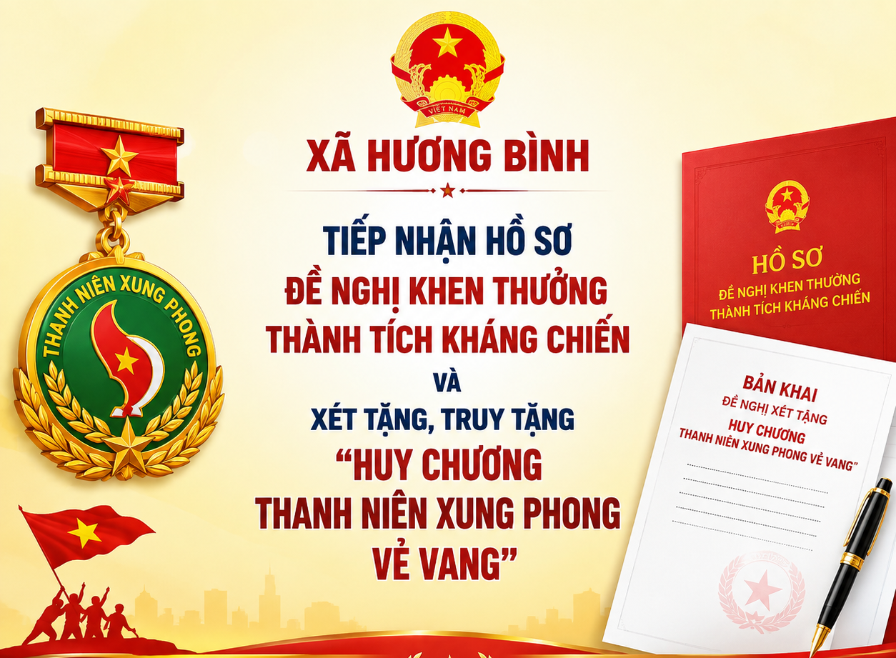 Xã Hương Bình tiếp nhận hồ sơ đề nghị khen thưởng thành tích kháng chiến và xét tặng, truy tặng Huy chương Thanh niên xung phong vẻ vang