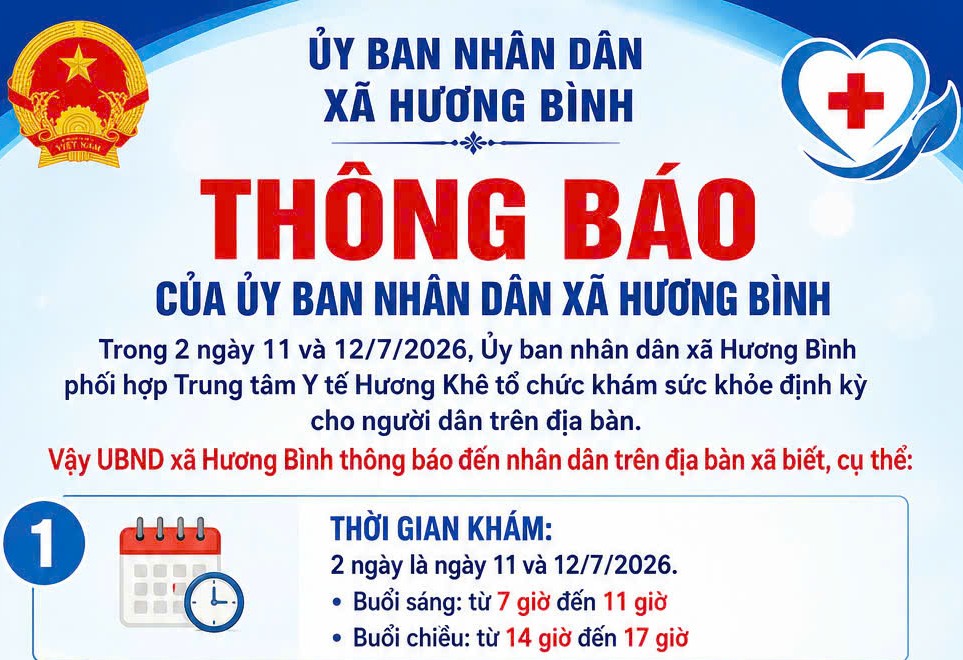 Thông báo khám chữa bệnh cho nhân dân xã Hương Bình